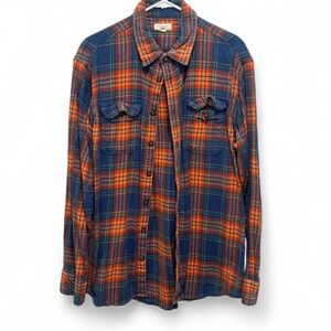 Sonoma Navy and Orange Plaid Button Down Shirt